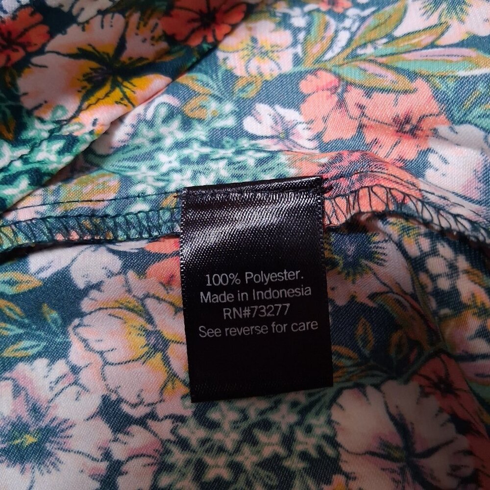 Lauren Conrad Blouse Small Green Peach Floral Button Front Ruffle Country Flower - Picture 6 of 16
